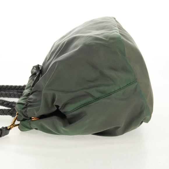 PRADA Hand Bag Nylon 2way Khaki Gold Auth bs31881