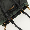 PRADA Hand Bag Nylon 2way Khaki Gold Auth bs31881-6