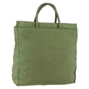 PRADA Hand Bag Nylon Khaki Silver Auth bs31882-1