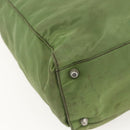 PRADA Hand Bag Nylon Khaki Silver Auth bs31882-16