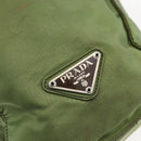 PRADA Hand Bag Nylon Khaki Silver Auth bs31882-17