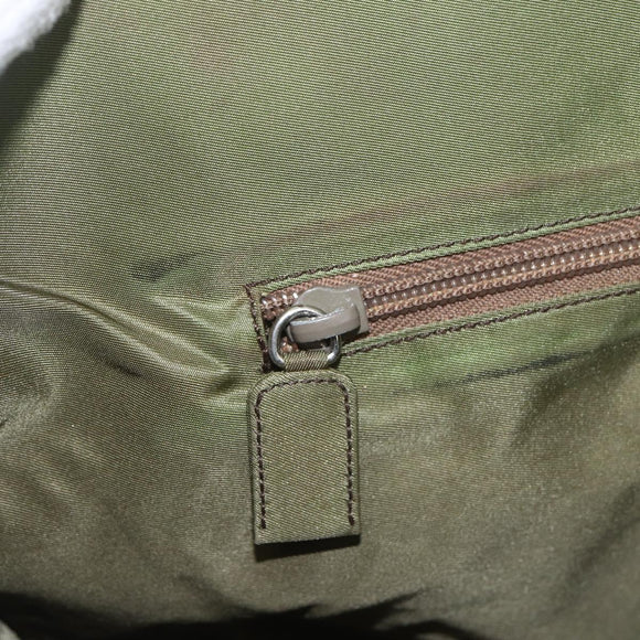 PRADA Hand Bag Nylon Khaki Silver Auth bs31882