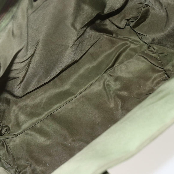 PRADA Hand Bag Nylon Khaki Silver Auth bs31882