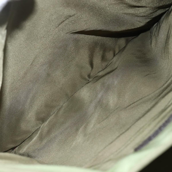 PRADA Hand Bag Nylon Khaki Silver Auth bs31882