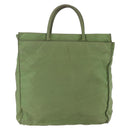 PRADA Hand Bag Nylon Khaki Silver Auth bs31882-2