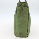 PRADA Hand Bag Nylon Khaki Silver Auth bs31882-3