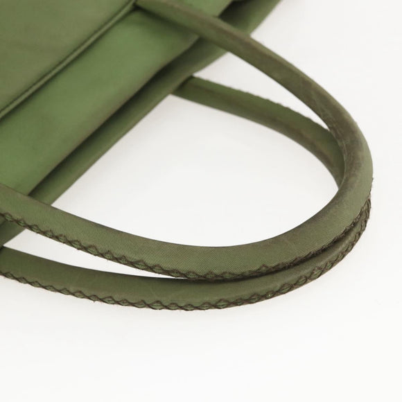 PRADA Hand Bag Nylon Khaki Silver Auth bs31882
