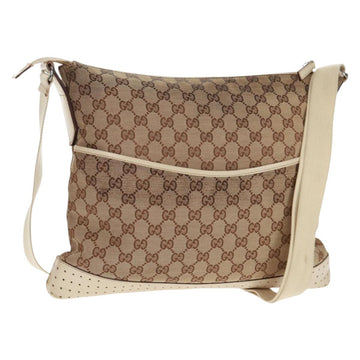 GUCCI GG Canvas Shoulder Bag Beige Silver 145856 Auth bs31883
