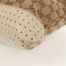 GUCCI GG Canvas Shoulder Bag Beige Silver 145856 Auth bs31883-20