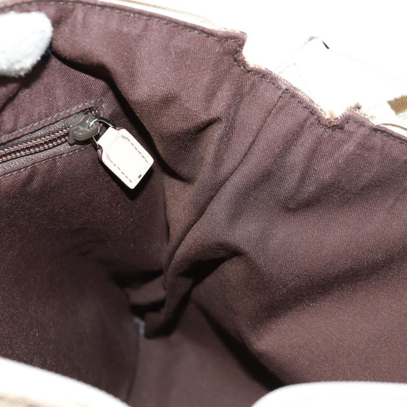 GUCCI GG Canvas Shoulder Bag Beige Silver 145856 Auth bs31883