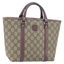 GUCCI Micro GG Supreme Hand Bag PVC Beige Silver 297557 Auth bs31884-1