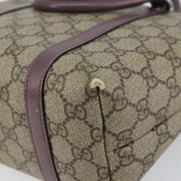 GUCCI Micro GG Supreme Hand Bag PVC Beige Silver 297557 Auth bs31884