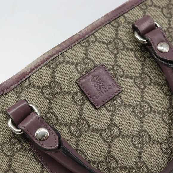 GUCCI Micro GG Supreme Hand Bag PVC Beige Silver 297557 Auth bs31884