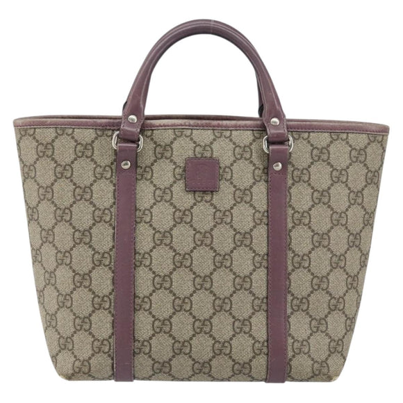 GUCCI Micro GG Supreme Hand Bag PVC Beige Silver 297557 Auth bs31884