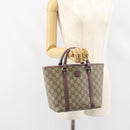 GUCCI Micro GG Supreme Hand Bag PVC Beige Silver 297557 Auth bs31884-21