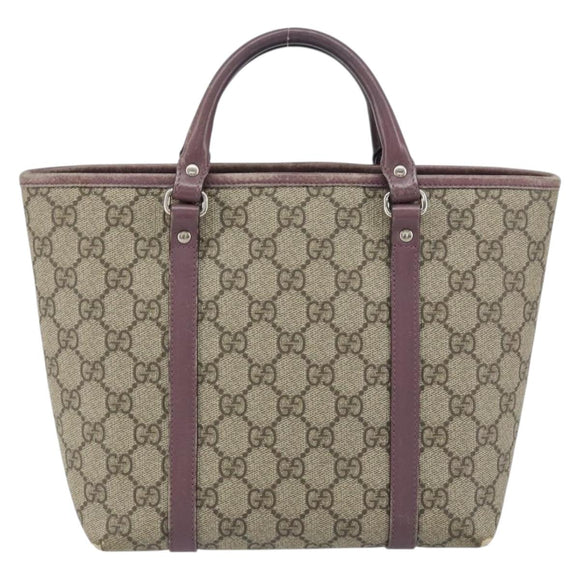 GUCCI Micro GG Supreme Hand Bag PVC Beige Silver 297557 Auth bs31884