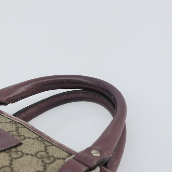 GUCCI Micro GG Supreme Hand Bag PVC Beige Silver 297557 Auth bs31884