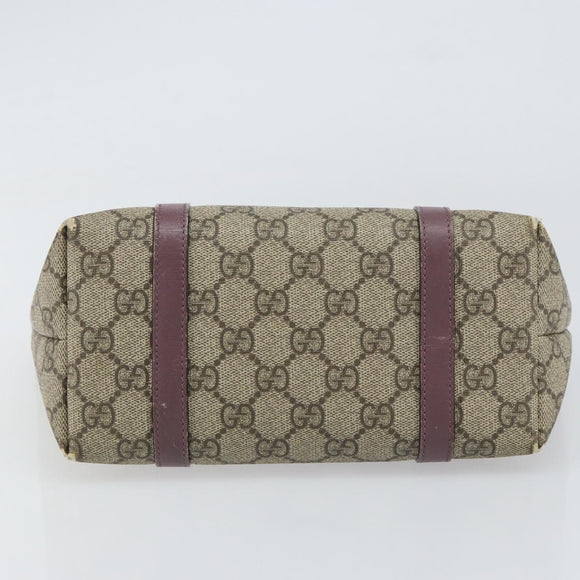 GUCCI Micro GG Supreme Hand Bag PVC Beige Silver 297557 Auth bs31884