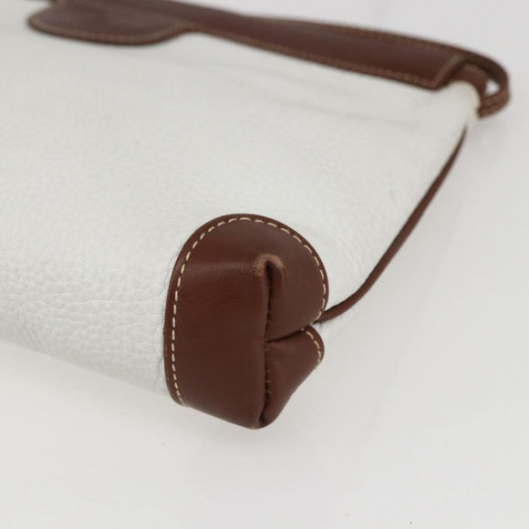 GUCCI GG Supreme Shoulder Bag Leather White Silver 87 007 5553 Auth bs31885