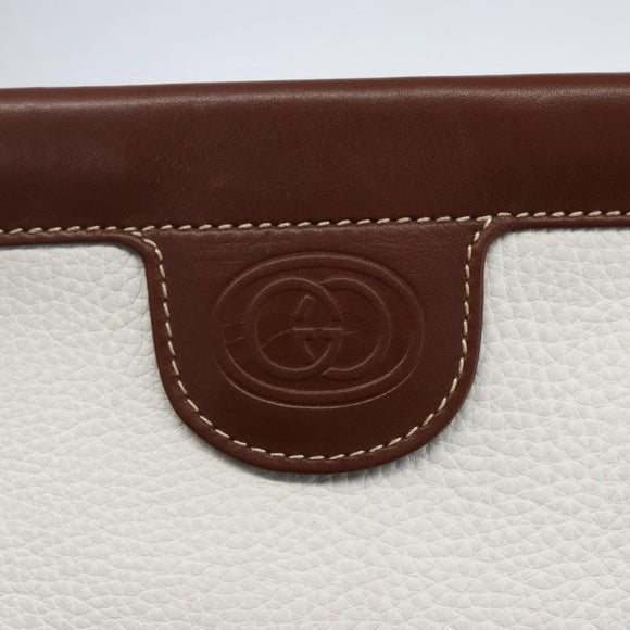GUCCI GG Supreme Shoulder Bag Leather White Silver 87 007 5553 Auth bs31885