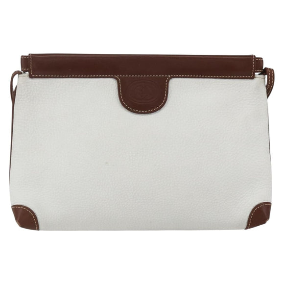 GUCCI GG Supreme Shoulder Bag Leather White Silver 87 007 5553 Auth bs31885