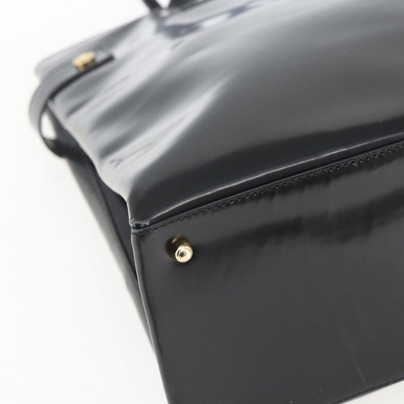 GUCCI Tote Bag Enamel Black Gold 002 1046 0407 Auth bs31886