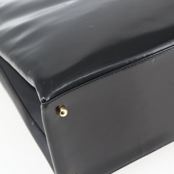 GUCCI Tote Bag Enamel Black Gold 002 1046 0407 Auth bs31886