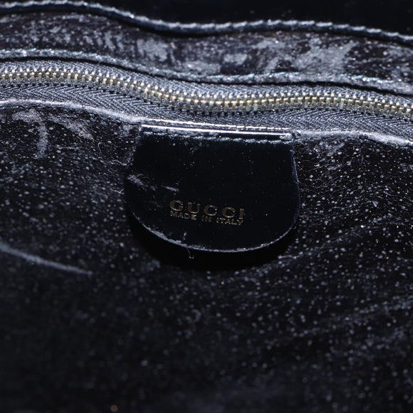 GUCCI Tote Bag Enamel Black Gold 002 1046 0407 Auth bs31886