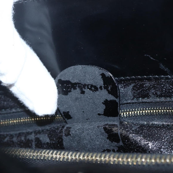 GUCCI Tote Bag Enamel Black Gold 002 1046 0407 Auth bs31886