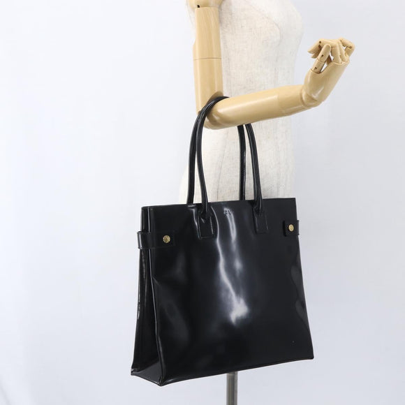 GUCCI Tote Bag Enamel Black Gold 002 1046 0407 Auth bs31886