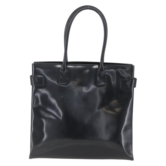 GUCCI Tote Bag Enamel Black Gold 002 1046 0407 Auth bs31886