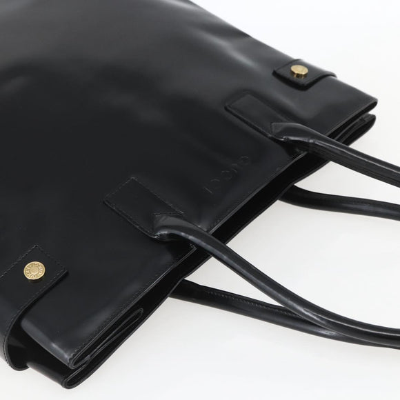 GUCCI Tote Bag Enamel Black Gold 002 1046 0407 Auth bs31886