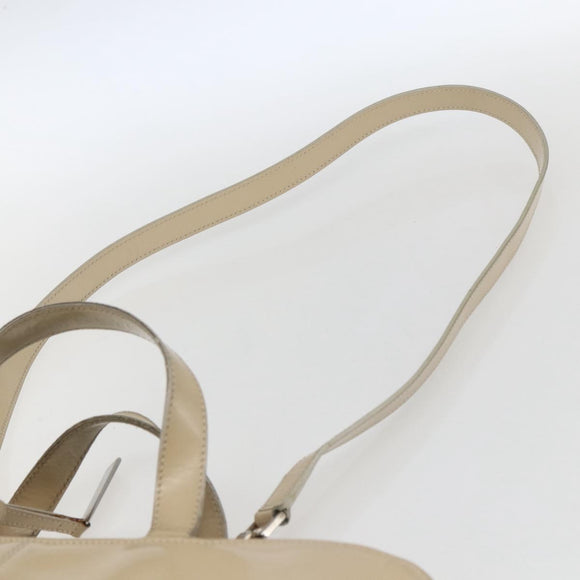 GUCCI Tote Bag Enamel 2way Beige Silver Auth bs31887