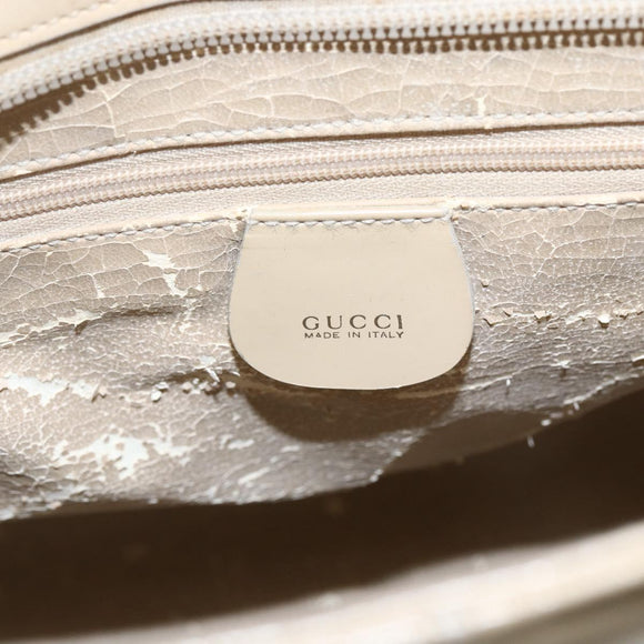 GUCCI Tote Bag Enamel 2way Beige Silver Auth bs31887