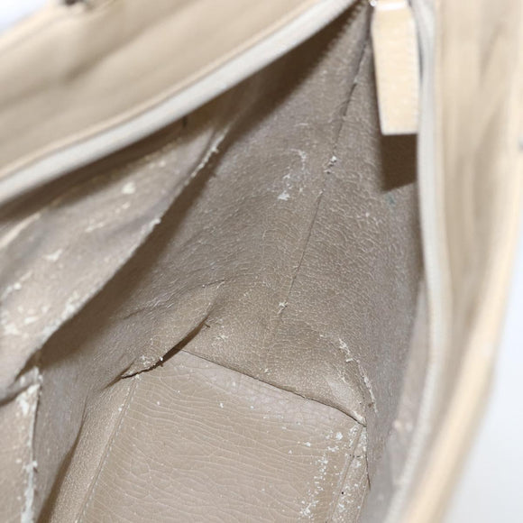 GUCCI Tote Bag Enamel 2way Beige Silver Auth bs31887