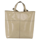 GUCCI Tote Bag Enamel 2way Beige Silver Auth bs31887-2