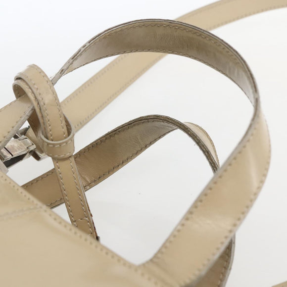 GUCCI Tote Bag Enamel 2way Beige Silver Auth bs31887