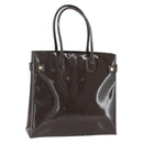 GUCCI Tote Bag Enamel Brown Gold Auth bs31888-1