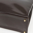 GUCCI Tote Bag Enamel Brown Gold Auth bs31888-9