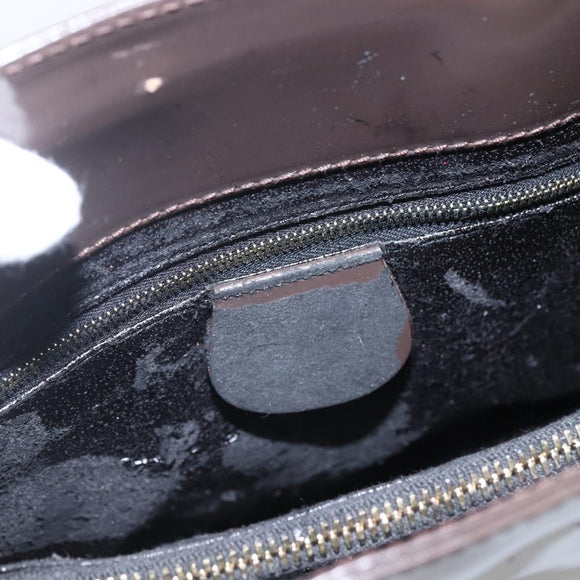 GUCCI Tote Bag Enamel Brown Gold Auth bs31888