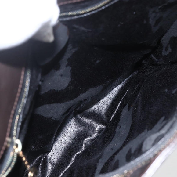 GUCCI Tote Bag Enamel Brown Gold Auth bs31888