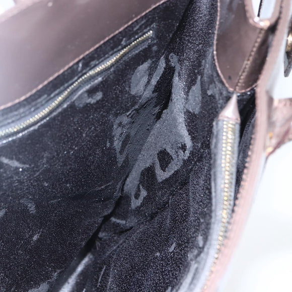 GUCCI Tote Bag Enamel Brown Gold Auth bs31888