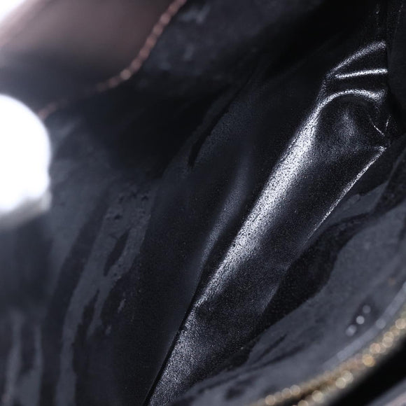 GUCCI Tote Bag Enamel Brown Gold Auth bs31888