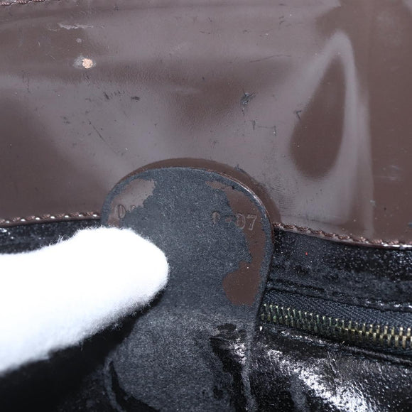 GUCCI Tote Bag Enamel Brown Gold Auth bs31888