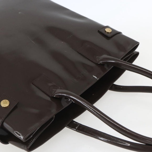 GUCCI Tote Bag Enamel Brown Gold Auth bs31888