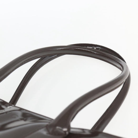 GUCCI Tote Bag Enamel Brown Gold Auth bs31888