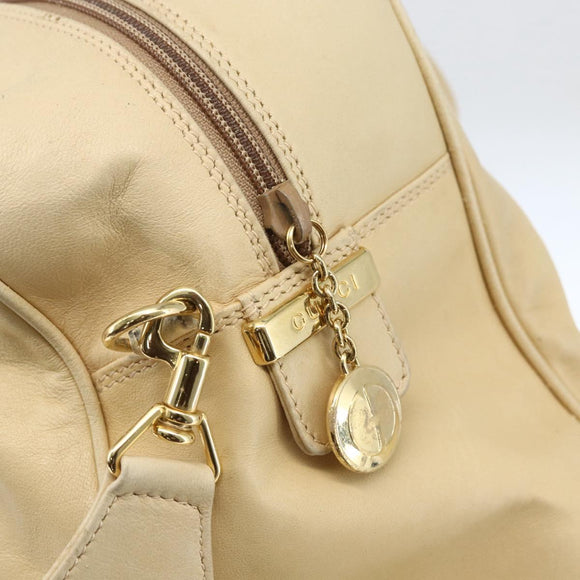 GUCCI Bamboo Hand Bag Leather 2way Beige Gold Auth bs31889