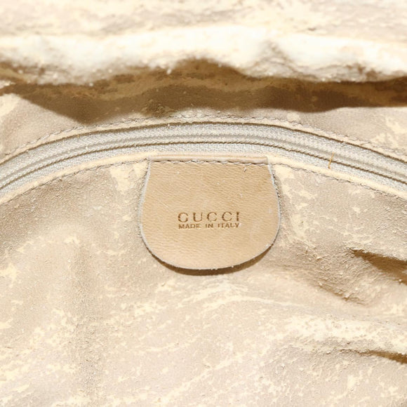 GUCCI Bamboo Hand Bag Leather 2way Beige Gold Auth bs31889