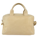 GUCCI Bamboo Hand Bag Leather 2way Beige Gold Auth bs31889-2