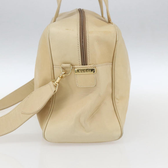 GUCCI Bamboo Hand Bag Leather 2way Beige Gold Auth bs31889